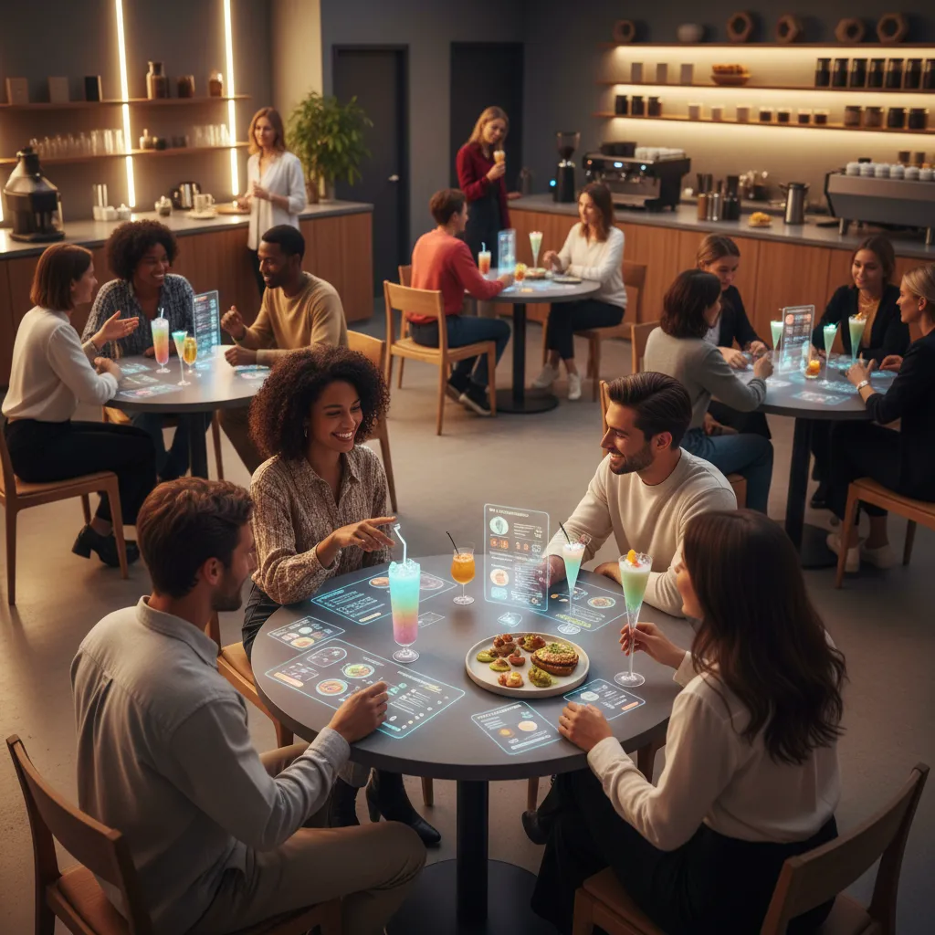 People enjoying AI-personalized food in a cafe