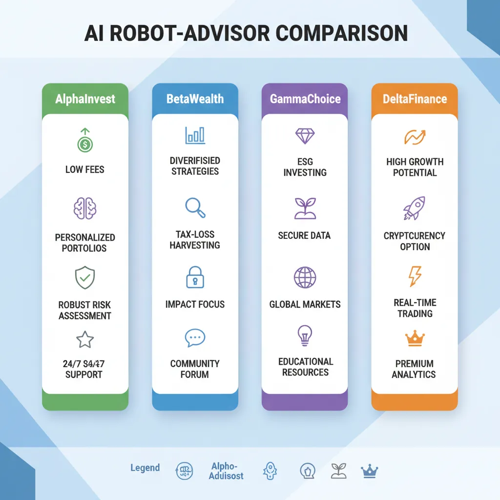 Infographic comparing AI robo-advisors features