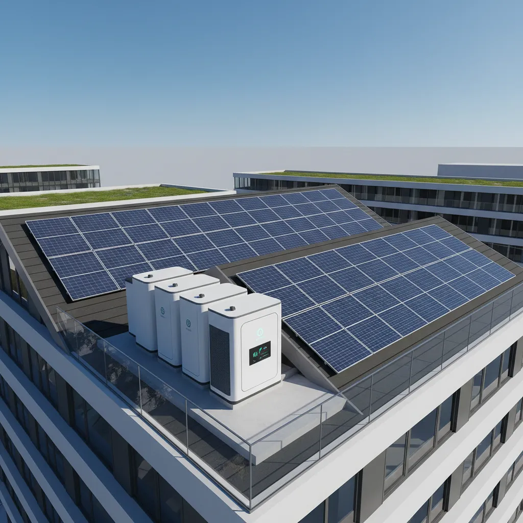 Rooftop solar panels with battery storage