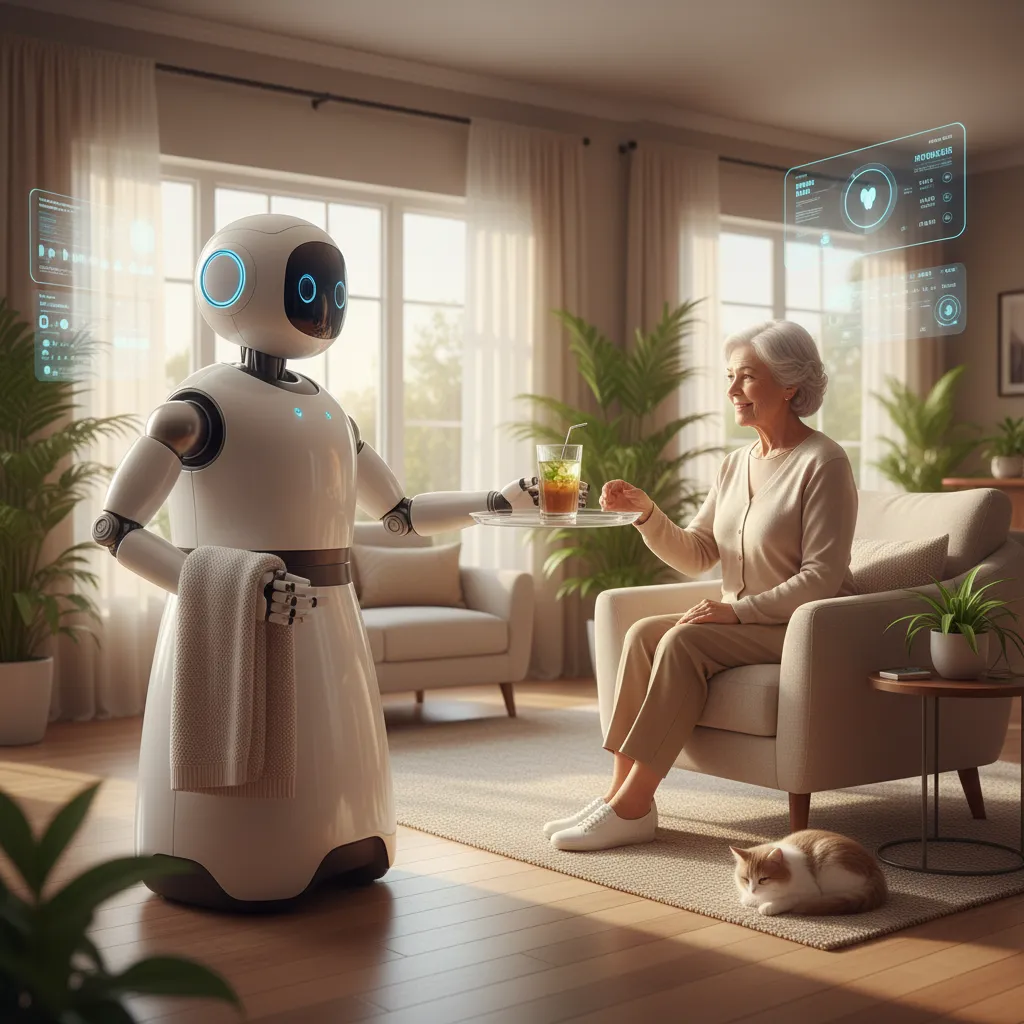 Service robot assisting an elderly person in a smart home