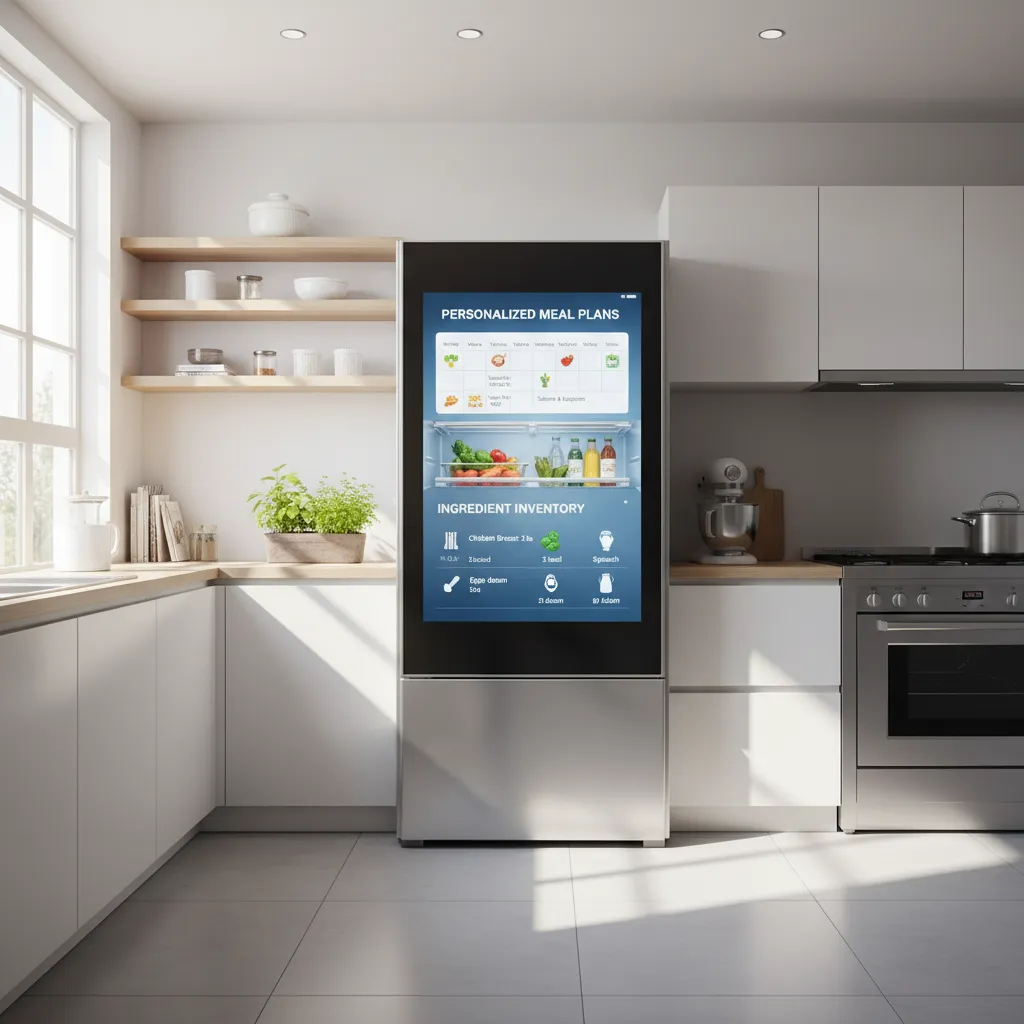 Smart refrigerator showing personalized meal plans