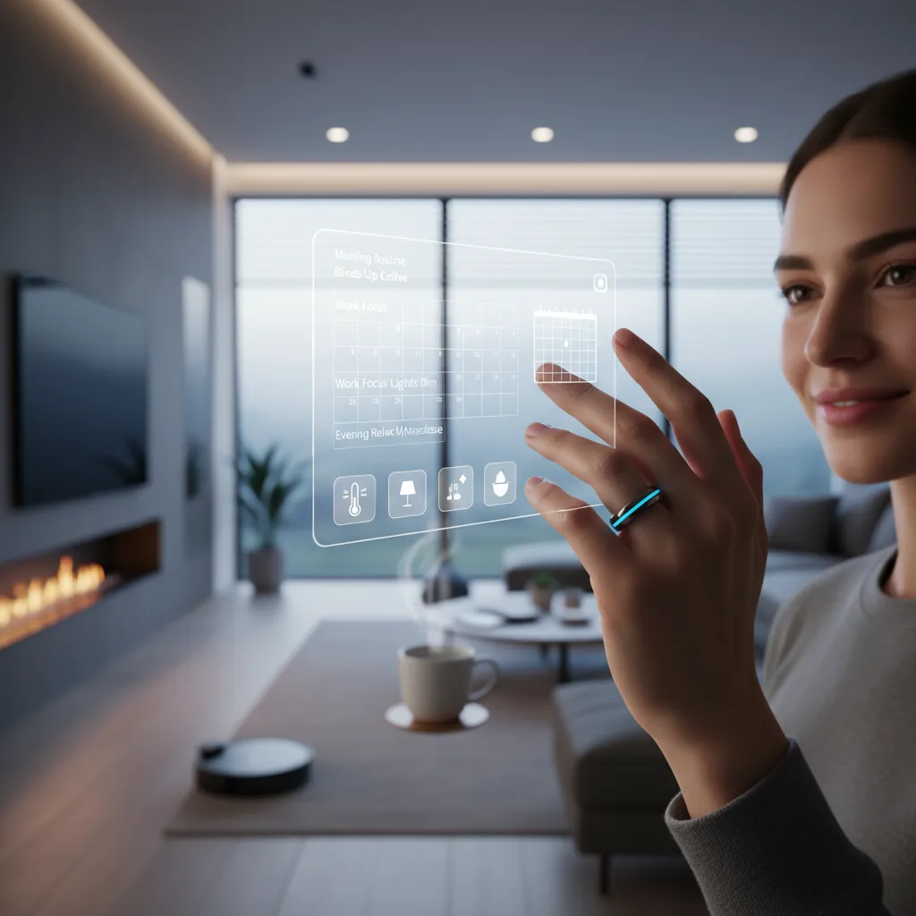 Individual using a smart ring for home automation