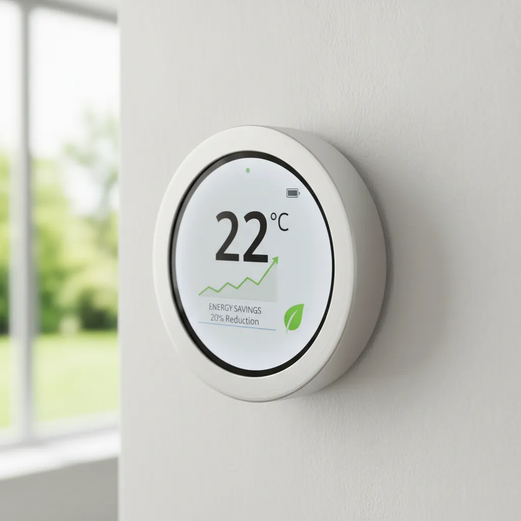 AI smart thermostat optimizing home energy use