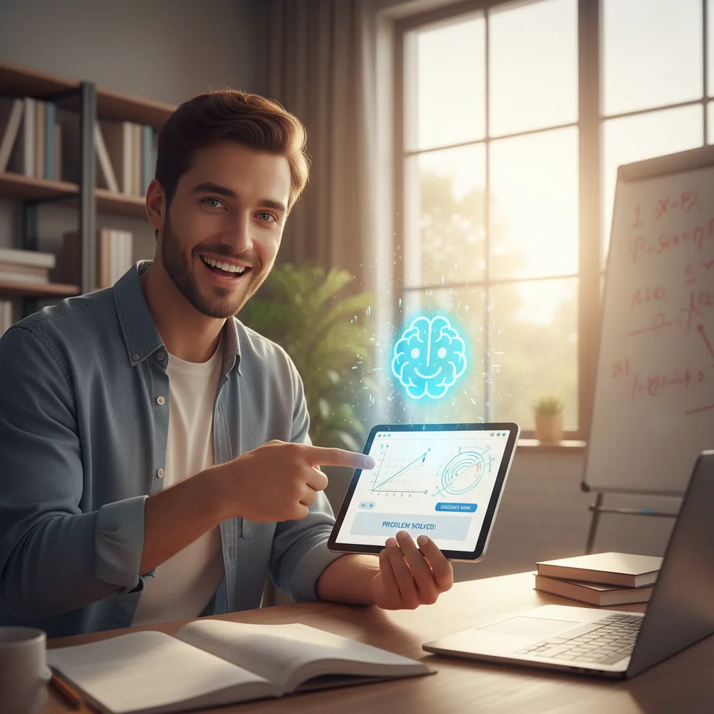 Student succeeding with AI tutor guidance