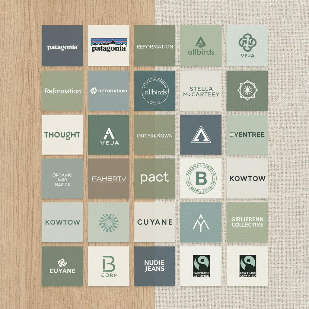 Logos of leading sustainable and ethical fashion brands.