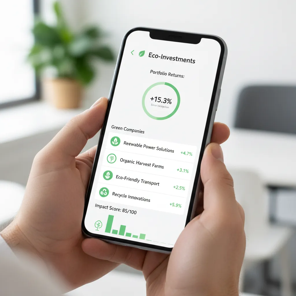 Smartphone app managing a sustainable investment portfolio