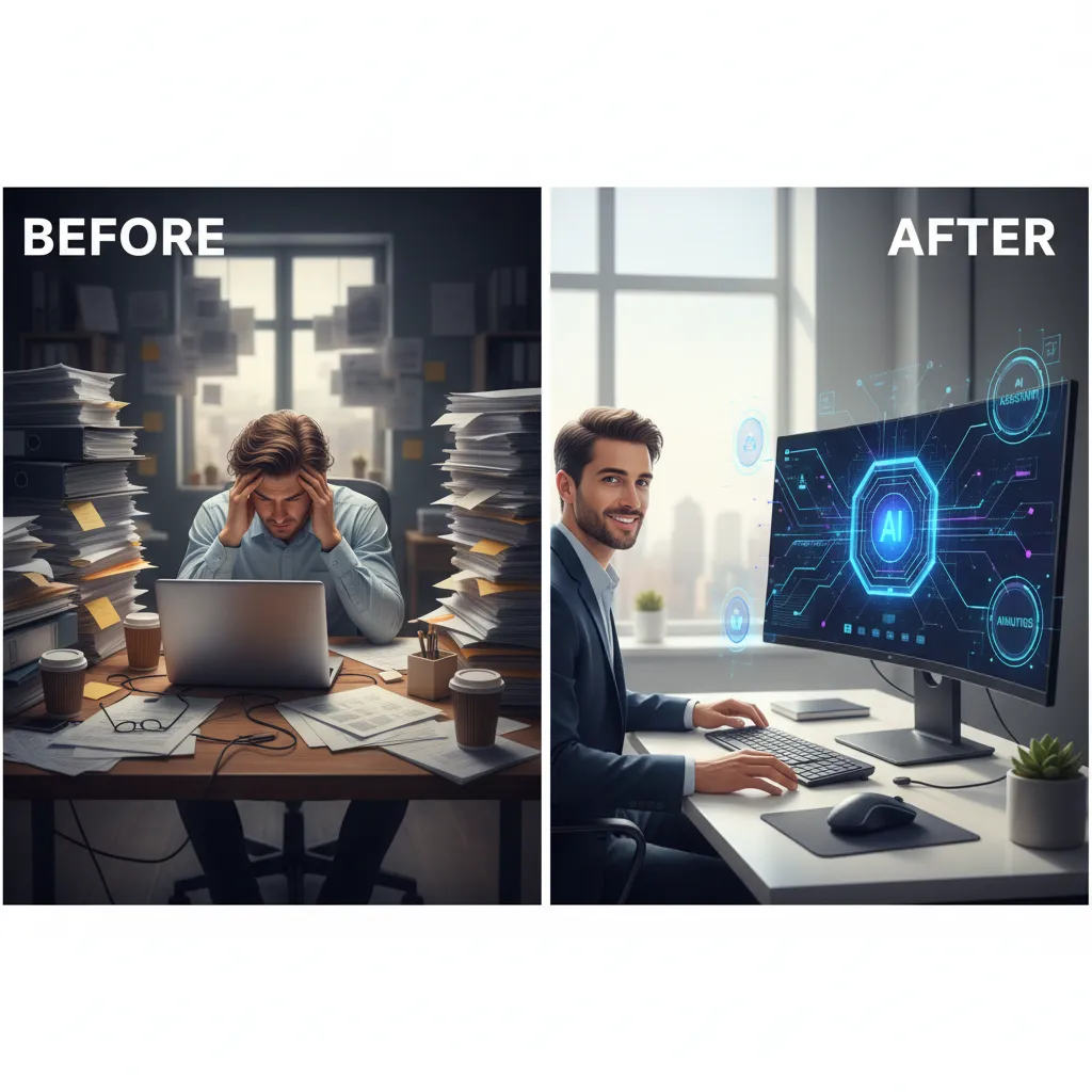 Before and after workflow transformation with AI tools