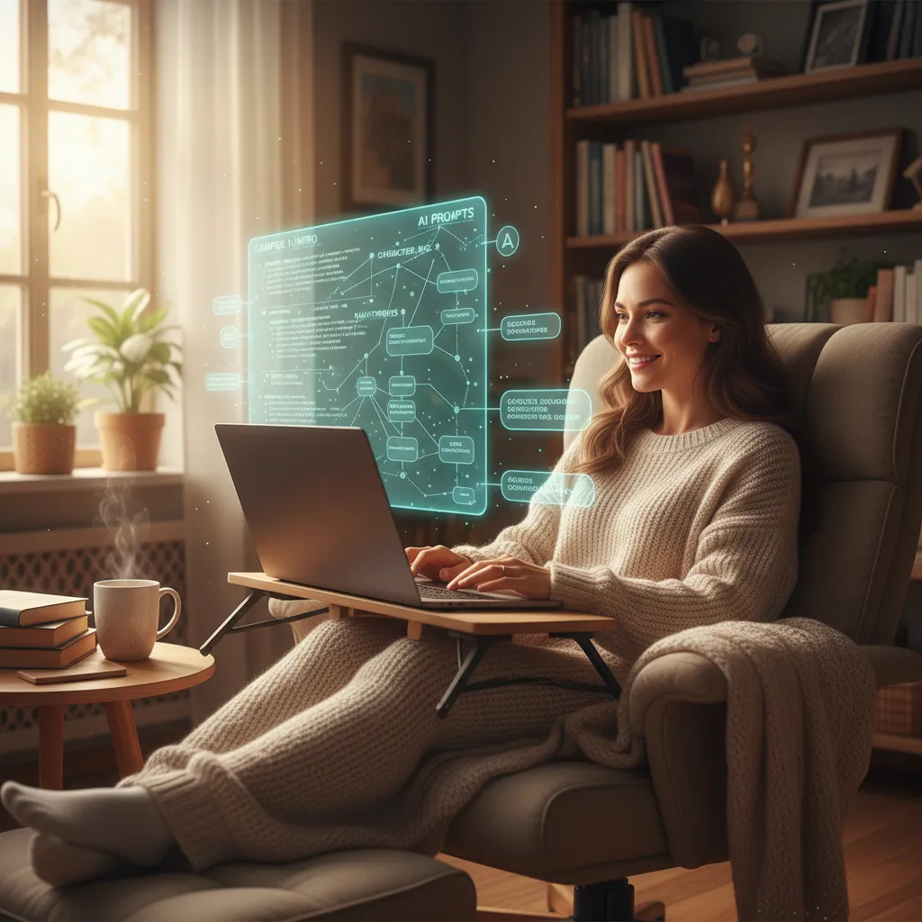 Writer using AI to generate content and improve productivity